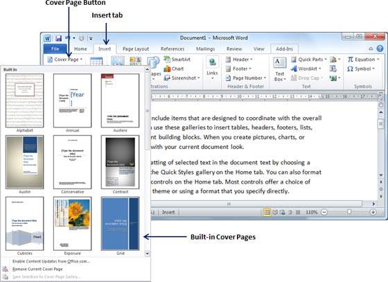 do a cover page on word for mac